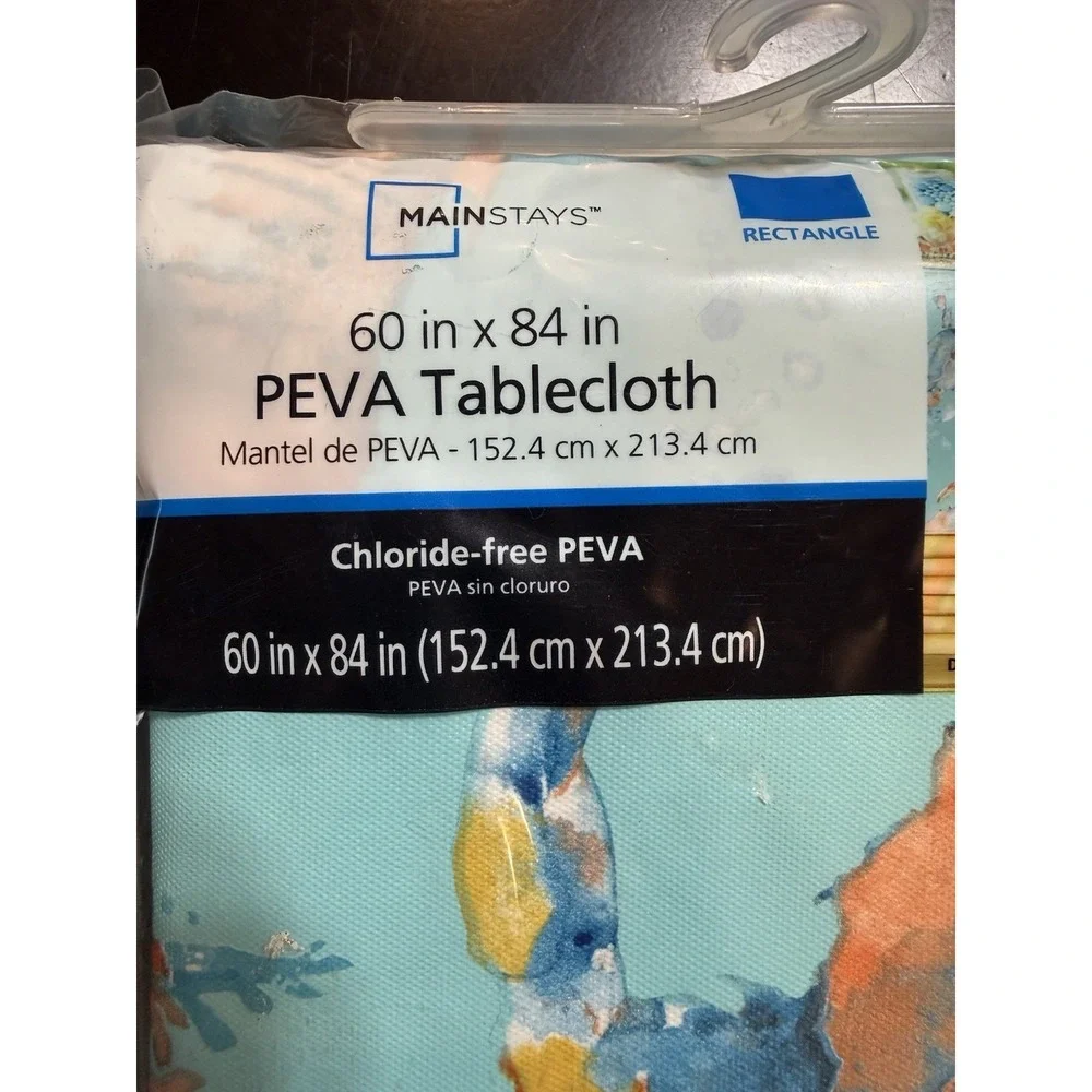 Mainstays Sea Life PEVA Tablecloth 60x84 Rectangle Crab Fish Coastal Ocean New